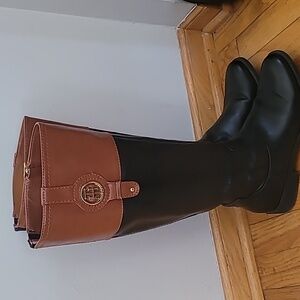 Tommy Hilfiger Black/Brown Riding Boots